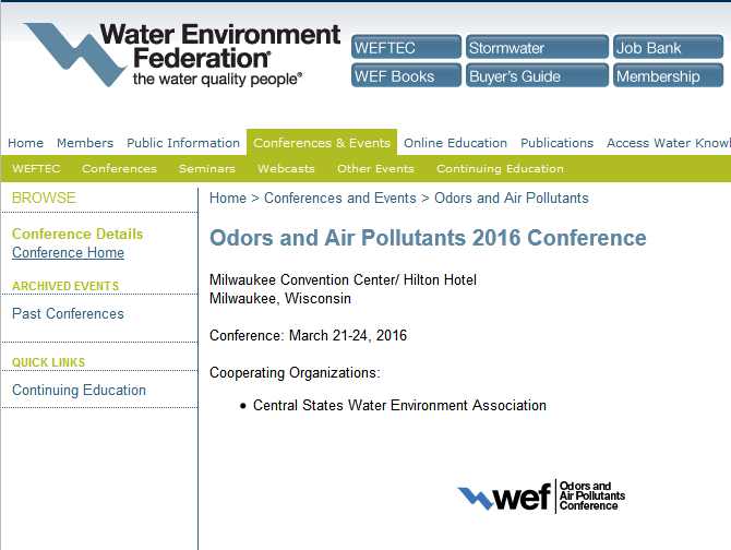 wef odors conference 2016