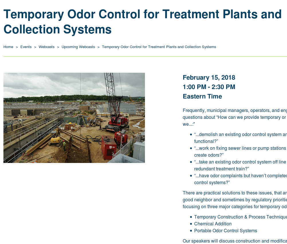webcast temporary odour control